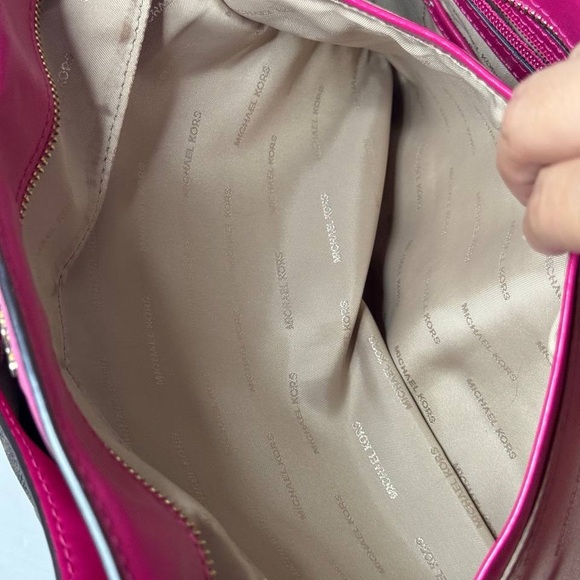 Michael Kors Collection Coated Canvas Shoulder Tote Bag Brown/Pink - Picture 13 of 13